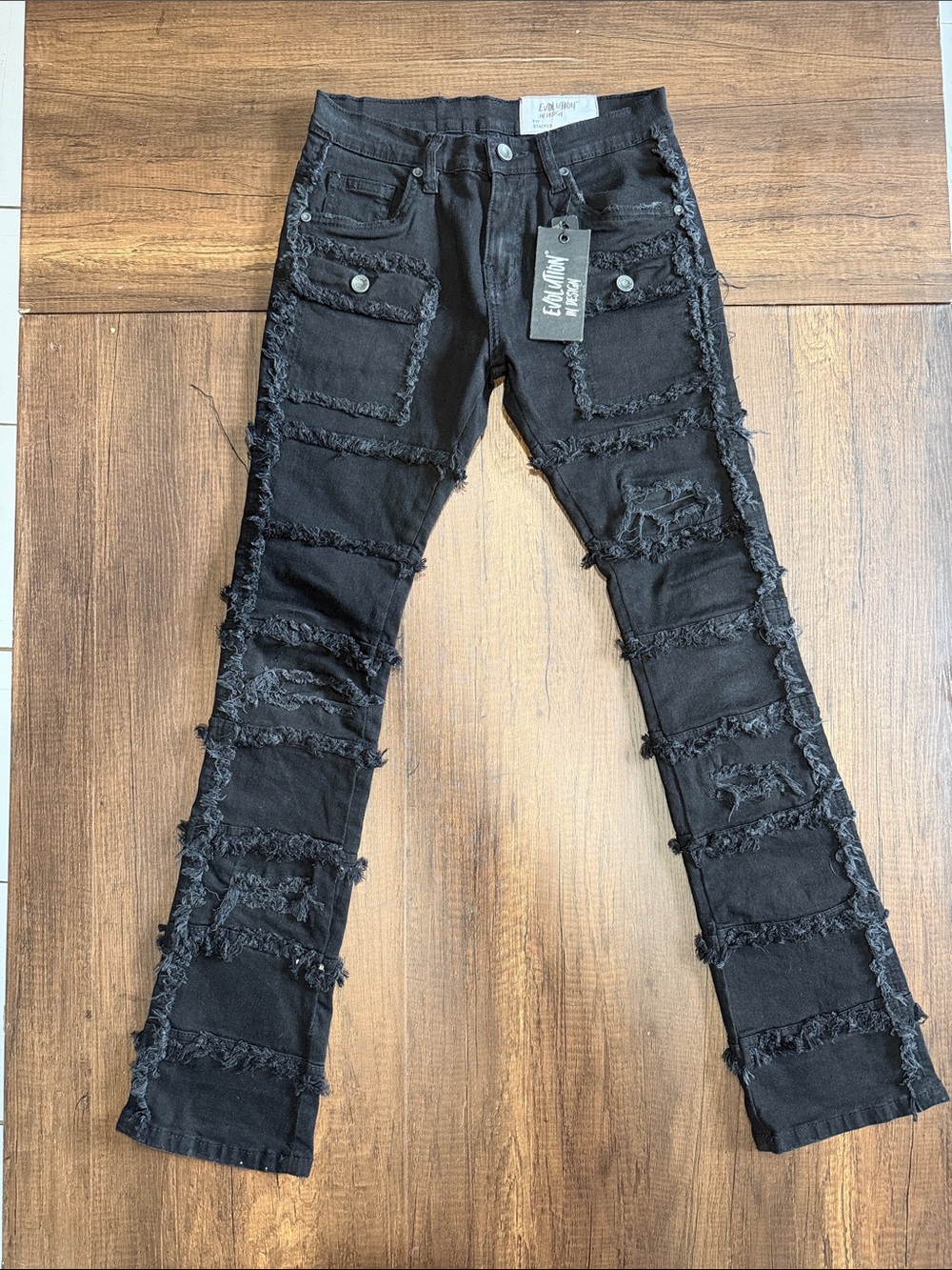 EDWIN Black Skinny Distressed Patchwork Jeans